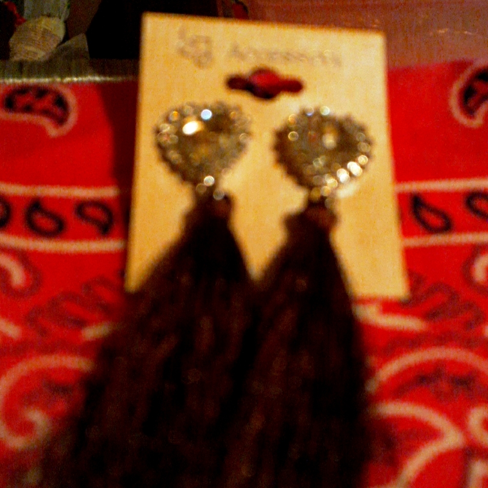 Heart tassel earrings..brown